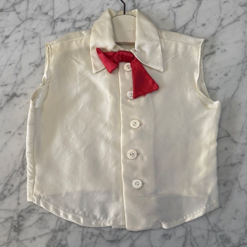Vintage El Senor Top Sleeveless Red Bow Sz 6/7 Unisex